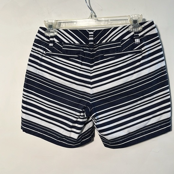CASLON Navy/White Cotton 4 Pocket Nautical Stripe Beachy Picnic Preppy Shorts 0 - Picture 2 of 14